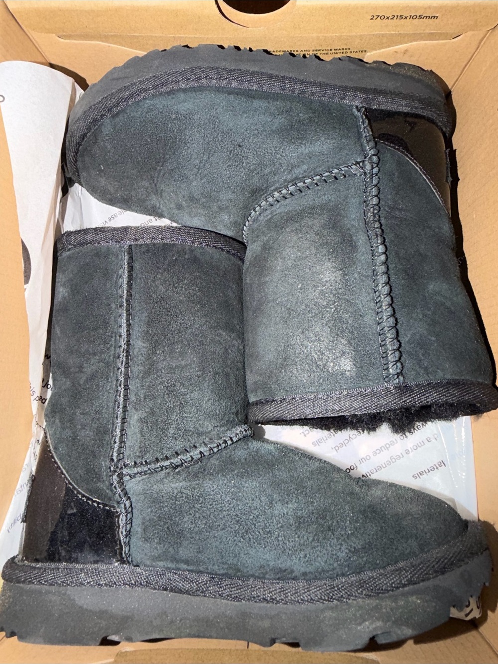 UGG Kids Classic Short Suede Boots - Charcoal Black